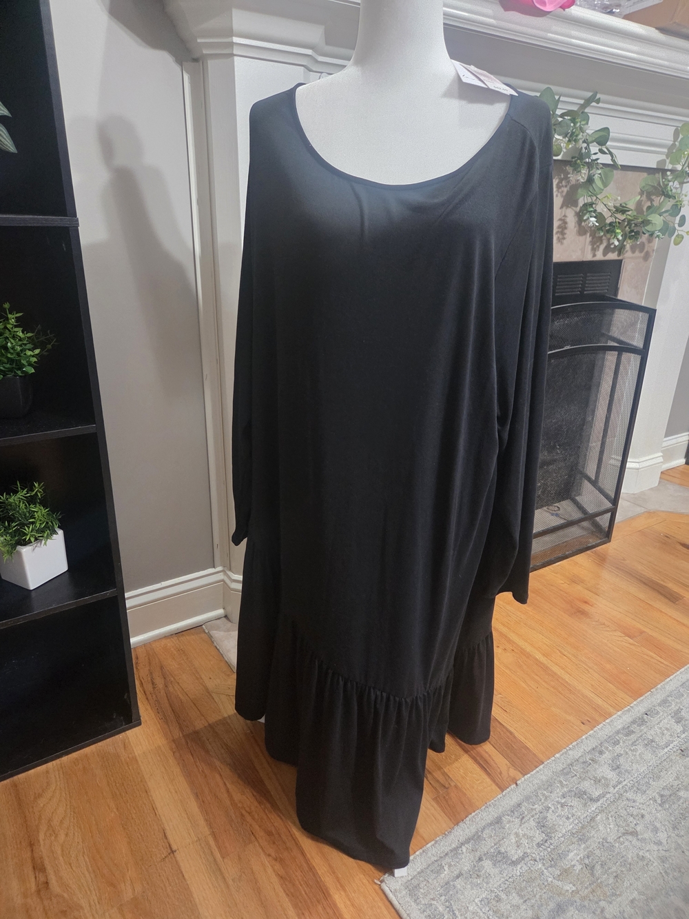 love, Fire Black Scoop-Neck Maxi Dress with Ruffle Hem Plus